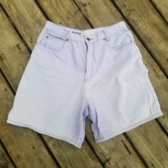 Vintage Pants - Vintage 90s y2k High Rise Waisted Pastel Purple Jean Shorts 10 VSCO Tiktok Indie